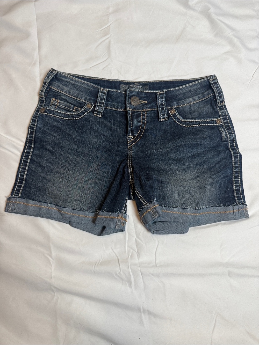 Silver Jeans Medium Blue Cuffed Denim Shorts